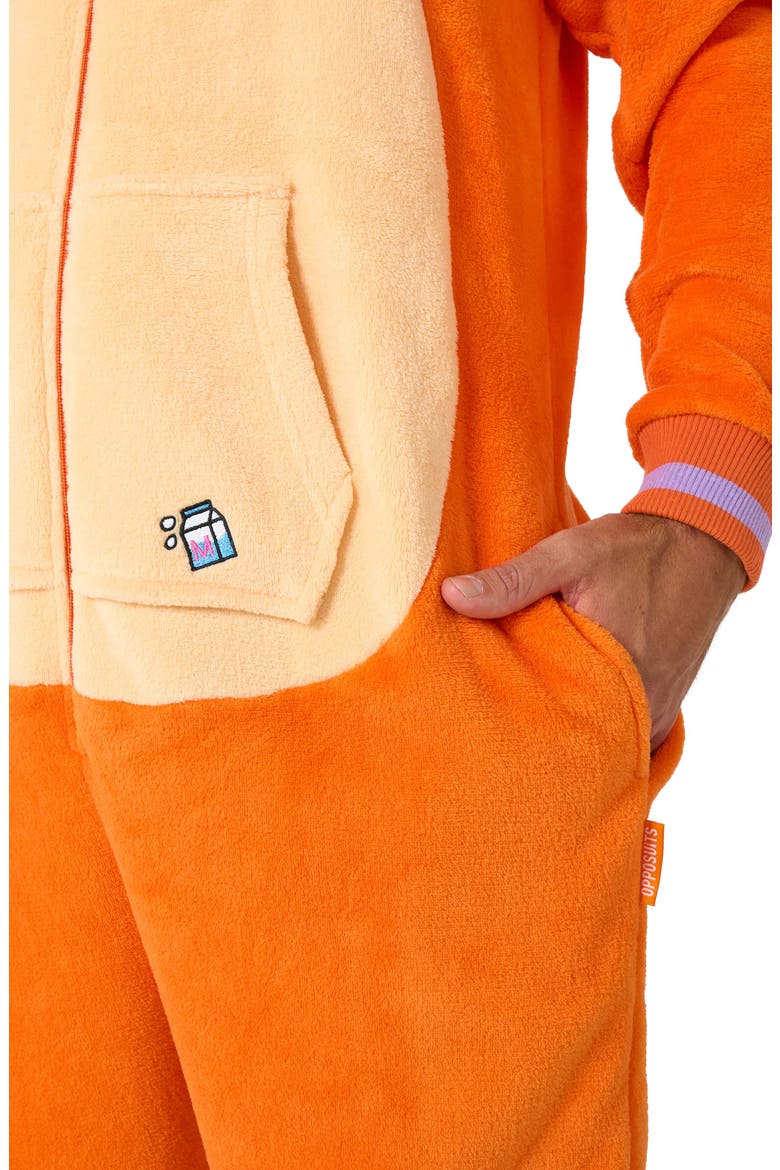 Cat Hooded Fleece Costume Jumpsuit, Alternate, color, ORANGE