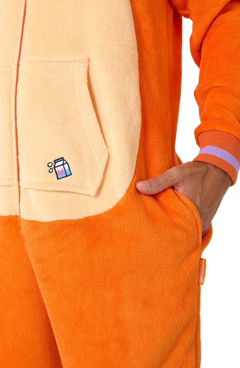 OppoSuits Cat Hooded Fleece Costume Jumpsuit, Alternate, color, Orange