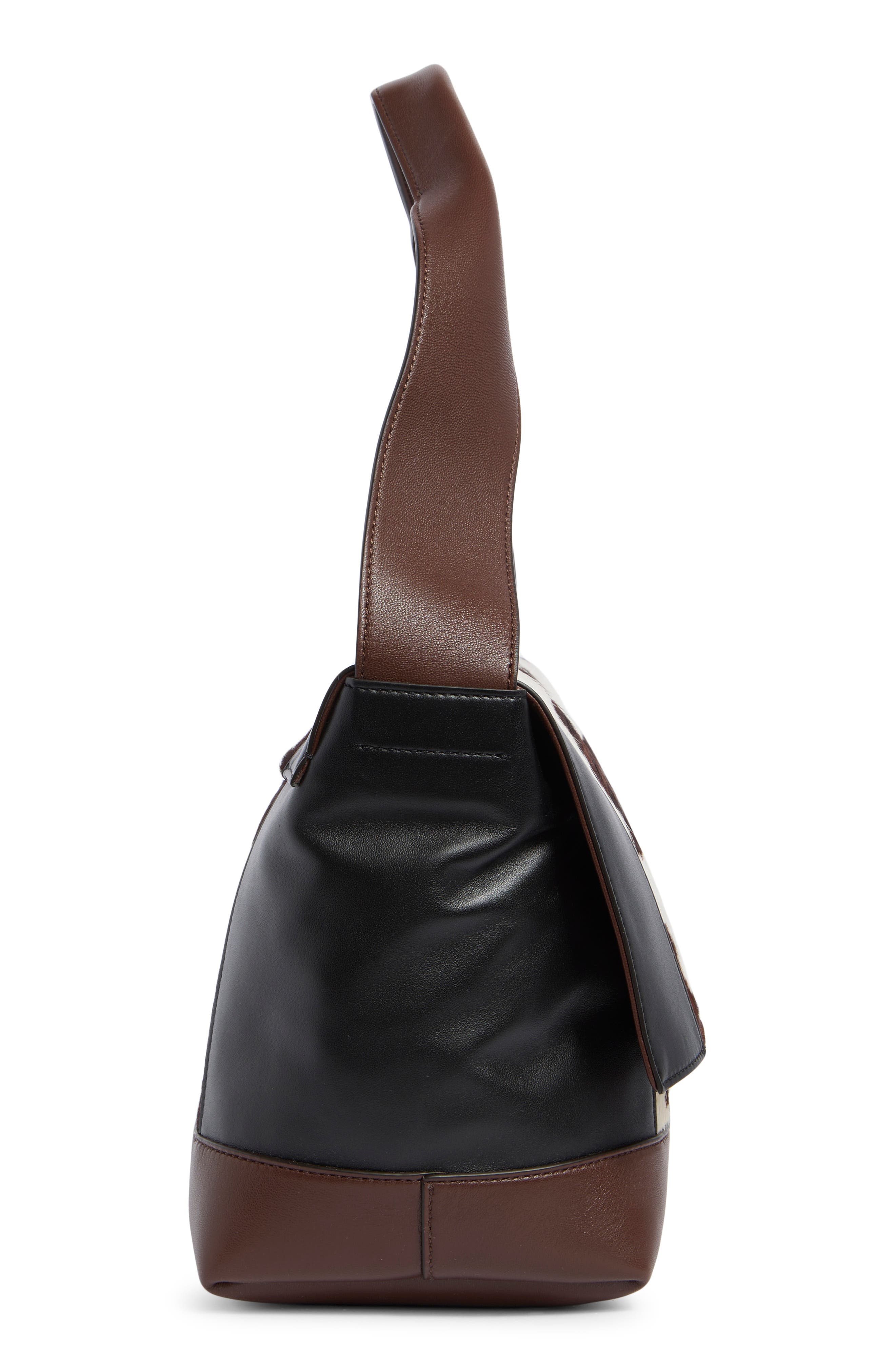 Pod Pochette Leather & Calf Hair Shoulder Bag, Alternate, color, BLACK7BROWN/ SUDAN