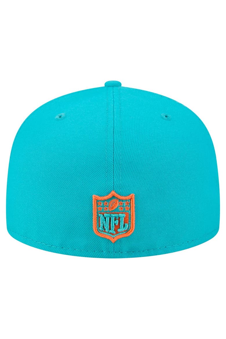 Men's New Era Aqua Miami Dolphins  Oversized 59FIFTY Fitted Hat, Alternate, color, Aqua