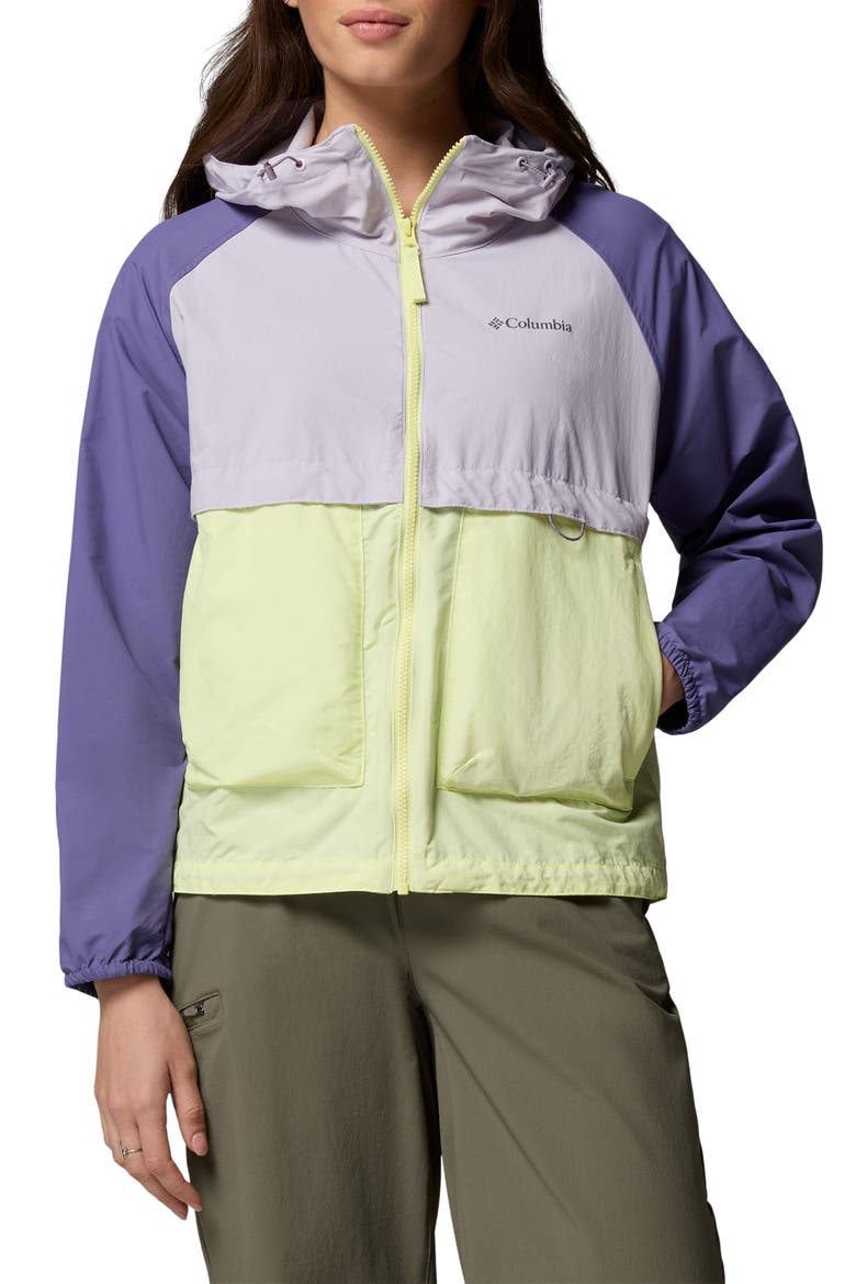 Spire Valley Water Repellent Windbreaker, Main, color, CITRON HAZE/ LAVENDER PEARL