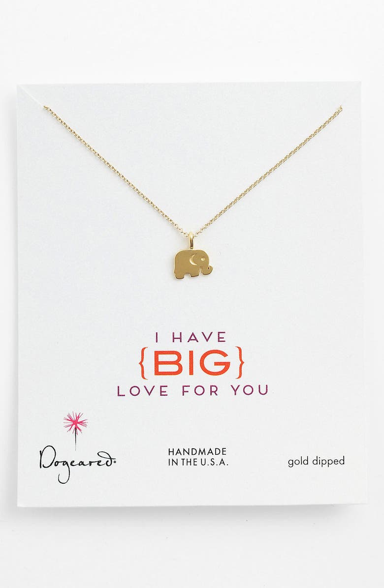 Dogeared 'Big Love for You' Elephant Pendant Necklace, Main, color, 