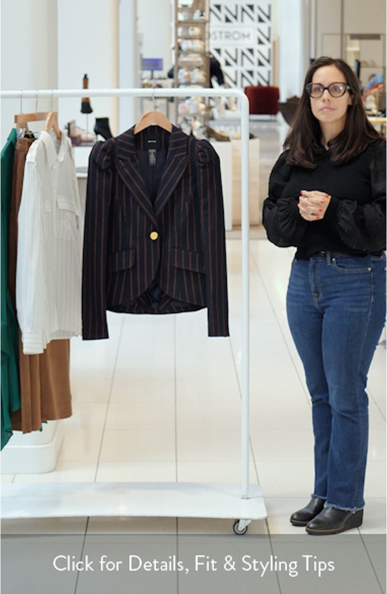Stripe Puff Shoulder Blazer, sales video thumbnail