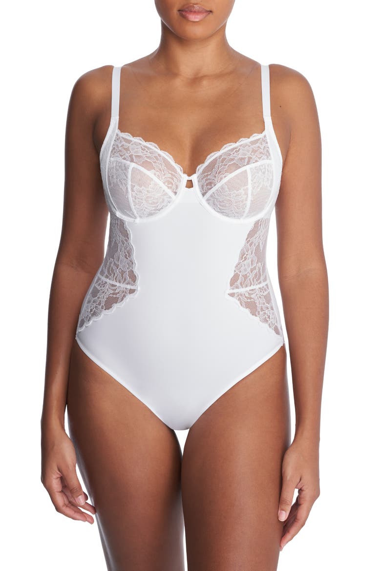 Statement Underwire Bodysuit, Main, color, WHITE