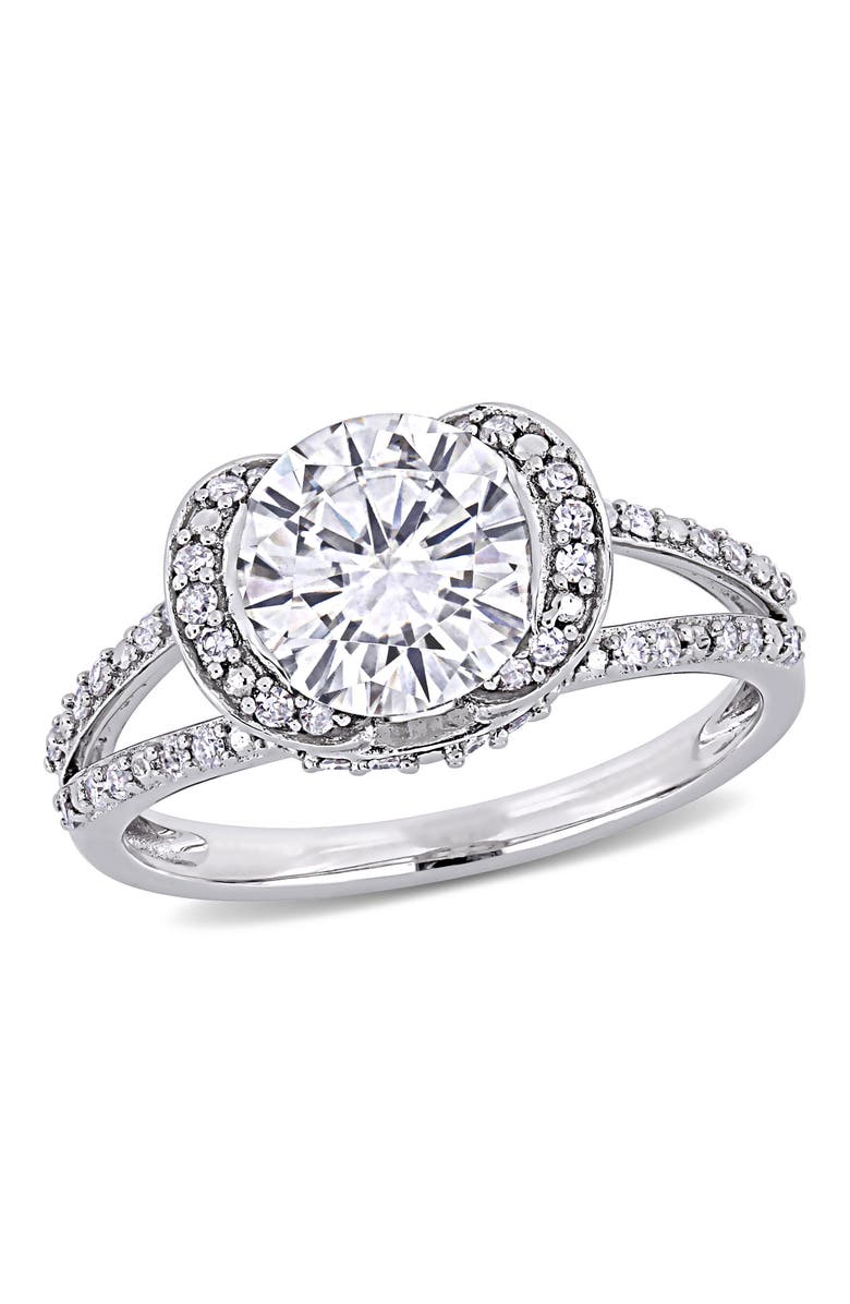 Julianna B. Moissanite & Diamond Split Shank Ring 14k, Main, color, 14K White Gold