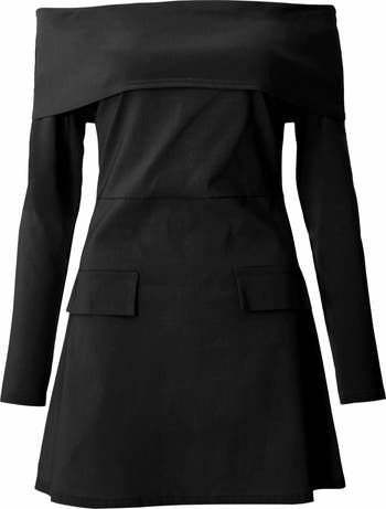 Long Sleeve Bengaline Mini Dress