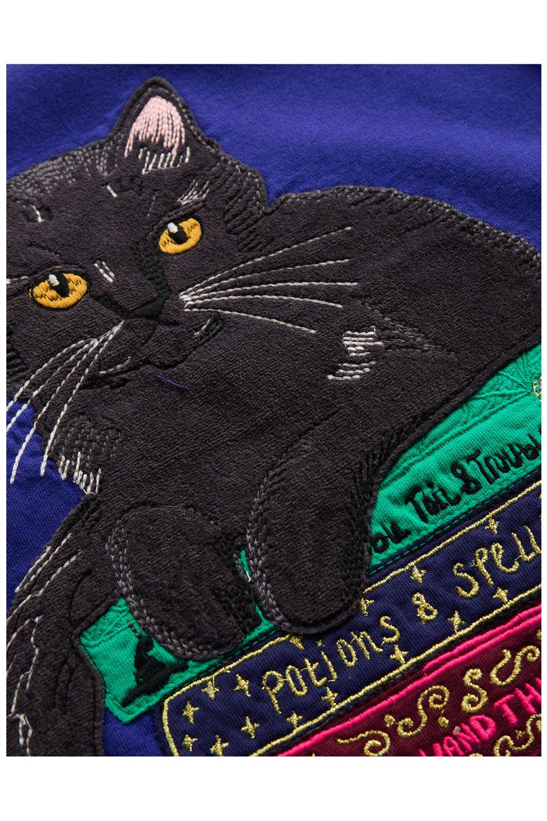 Kids' Puff Sleeve Appliqué T-Shirt, Alternate, color, BRIGHT BLUE CAT