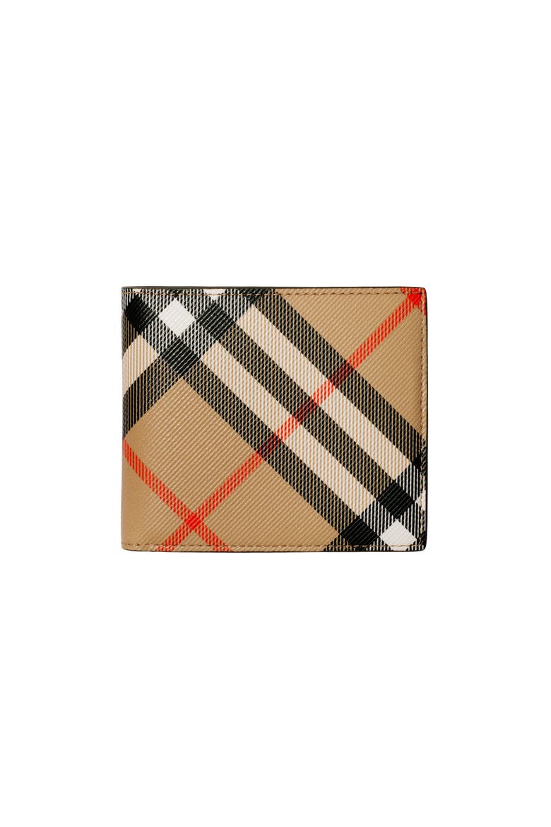 Check Bifold Coin Wallet, Main, color, Sand beige