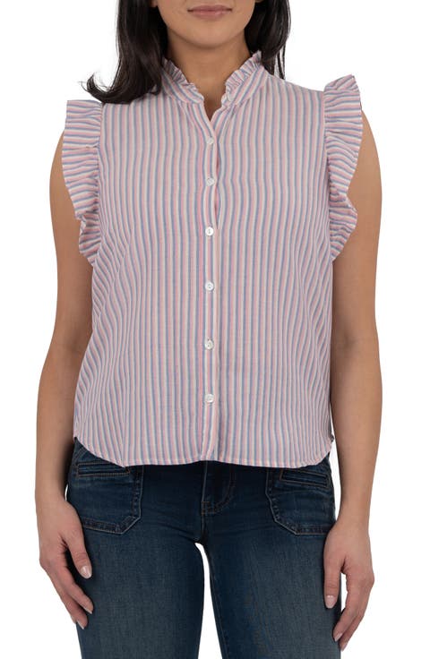 Katara Sleeveless Ruffle Button-Up Shirt