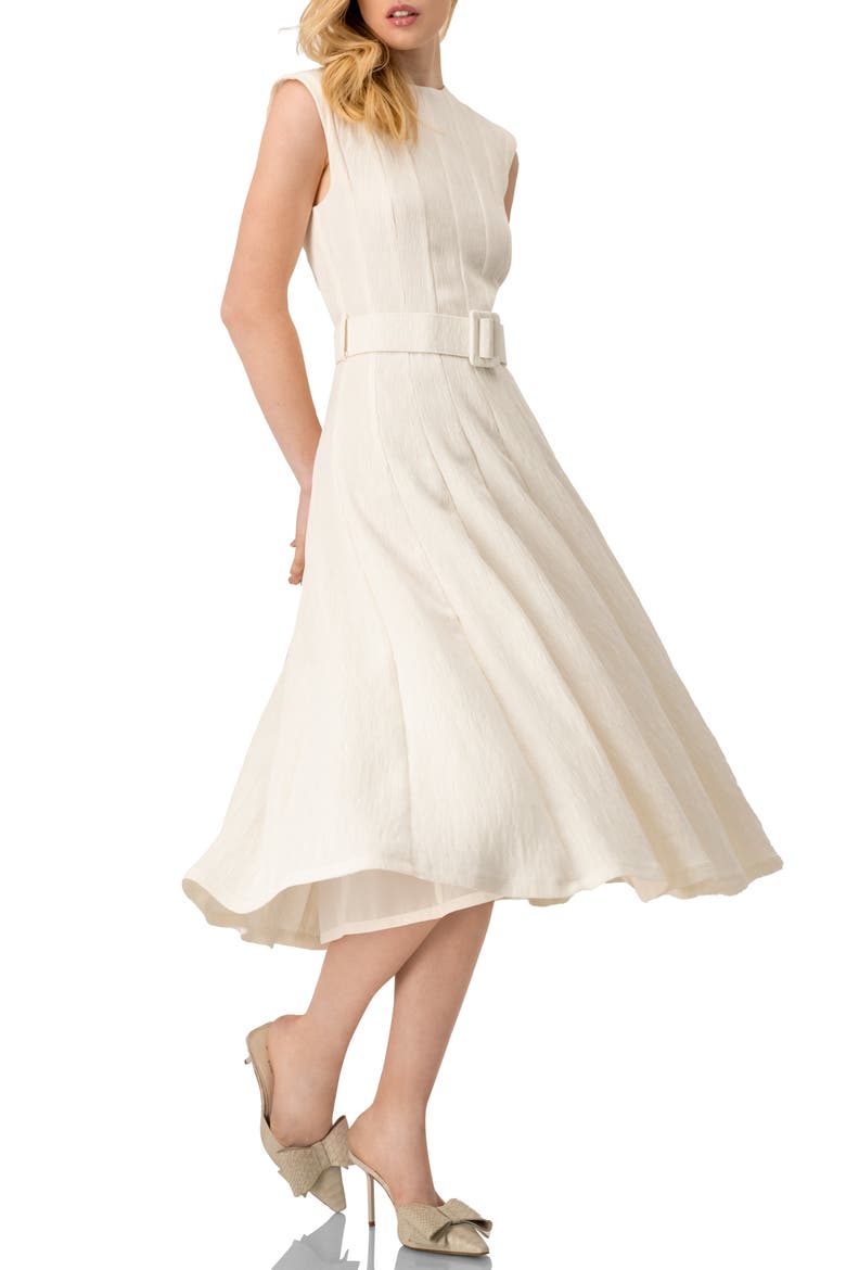 Sleeveless Midi Dress with Belt, Alternate, color, Natural