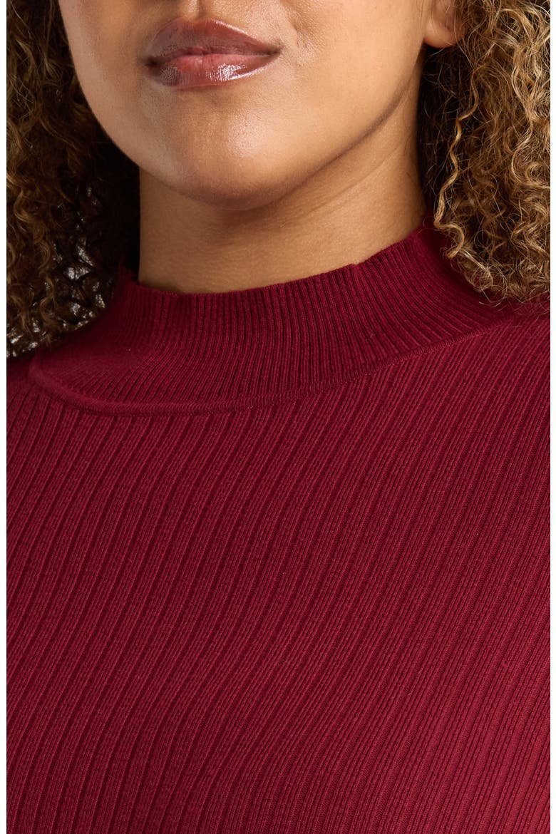 Sutton Mock Neck Long Sleeve Cotton Blend Sweater, Alternate, color, BORDEAUX