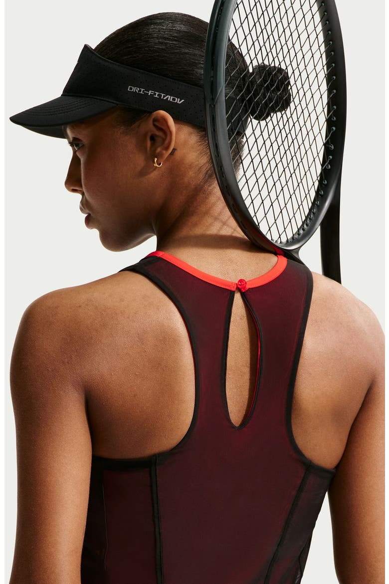 Court Slam Tennis Dress, Alternate, color, BLACK/ LT CRIMSON/ WHITE