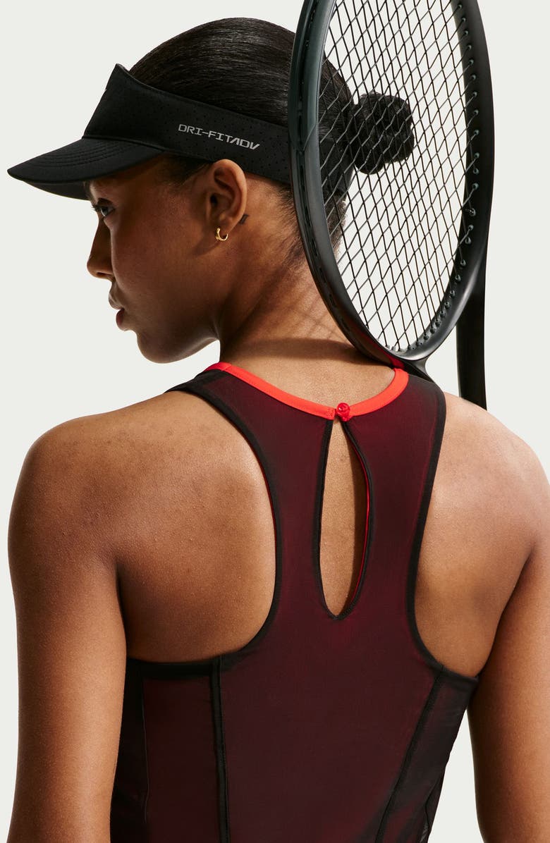 Nike Court Slam Tennis Dress, Alternate, color, Black/ Lt Crimson/ White
