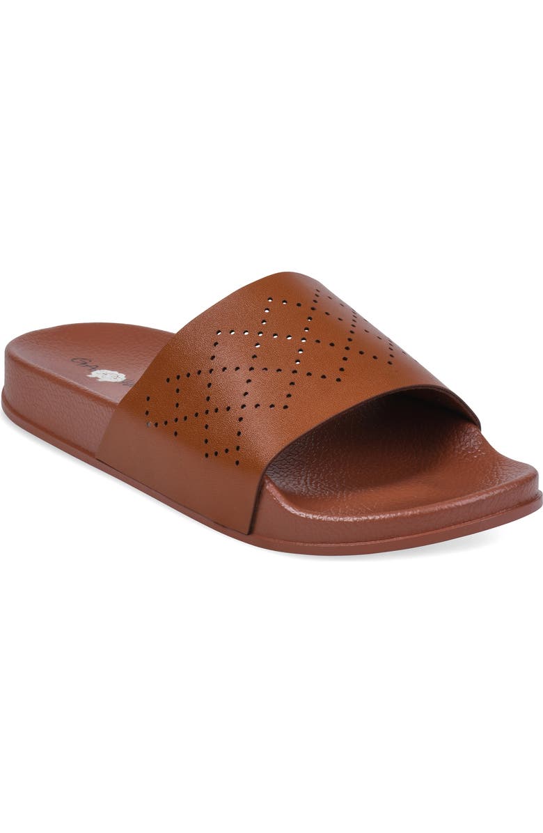GAAHUU Perforated Slide Sandal, Main, color, Brown