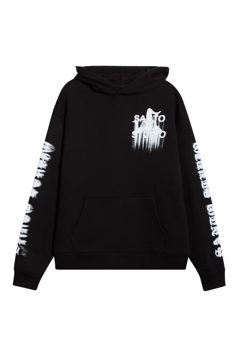 Old English Cotton Hoodie, Alternate, color, BLACK