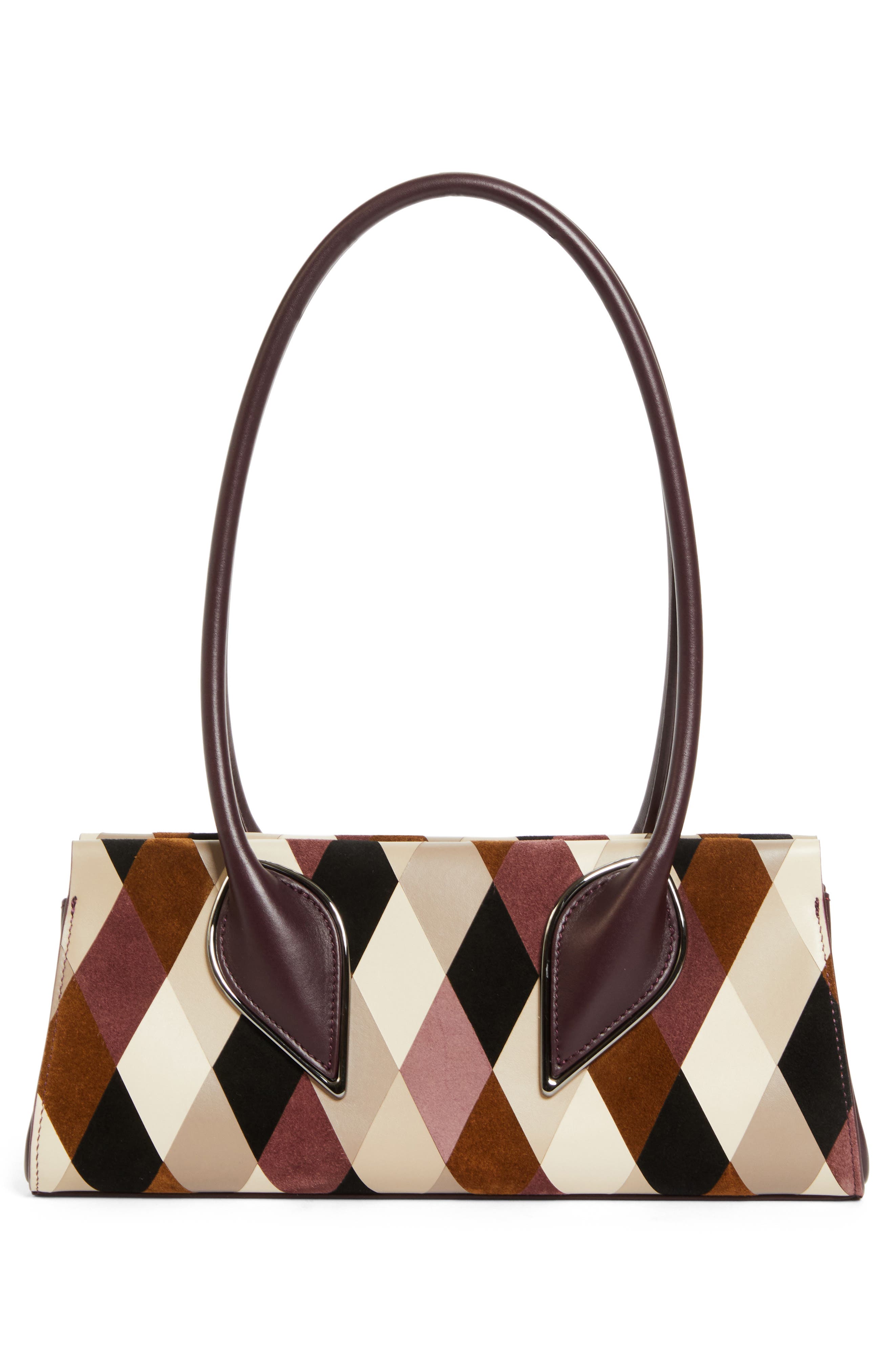 Christian Louboutin Intarsia Diamond Leather Baguette Bag, Alternate, color, Multi/ Amara