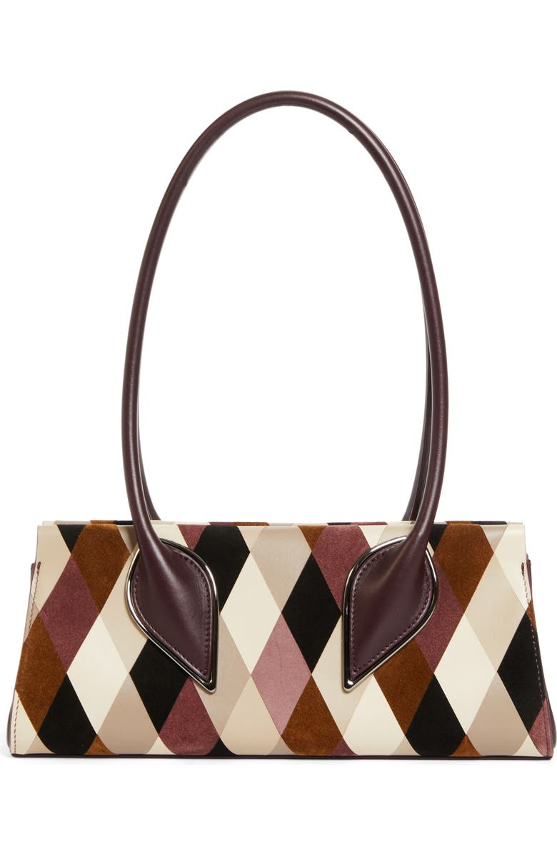 Christian Louboutin Intarsia Diamond Leather Baguette Bag, Alternate, color, Multi/ Amara