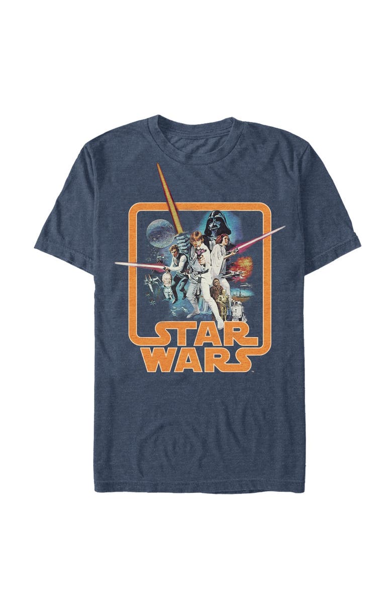 Star Wars Men's Star Wars Throwback  Graphic T-Shirt, Alternate, color, Navy Heather