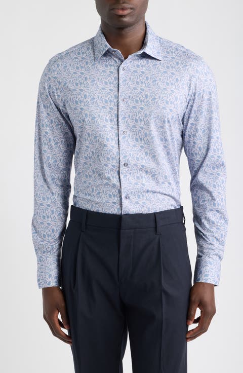 James OoohCotton® Leaf Print Button-Up Shirt