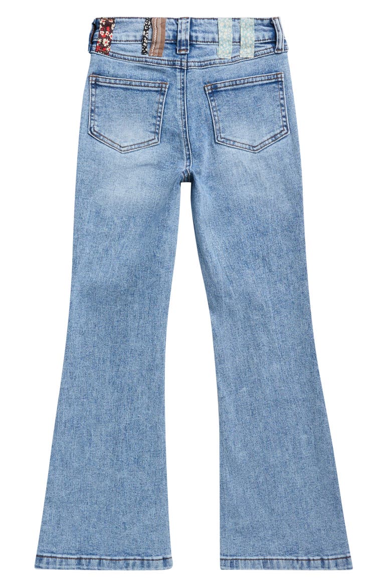 Kids' Mixed Print Belt Loop Wide Leg Jeans, Alternate, color, LIGHT WASH INDIGO