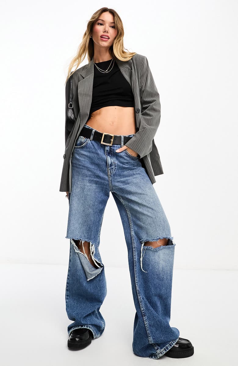 ASOS DESIGN Pinstripe Oversize Double Breasted Blazer, Alternate, color, 