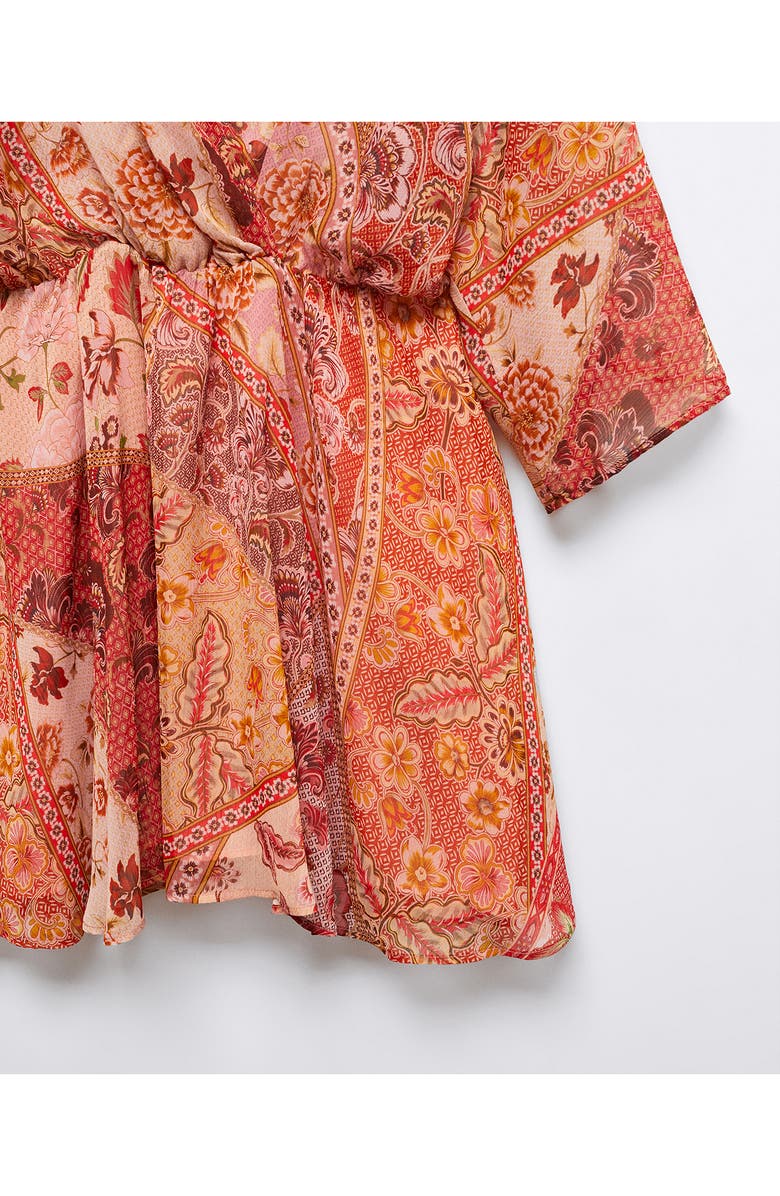 MANGO Print Long Sleeve Chiffon Minidress, Alternate, color, 