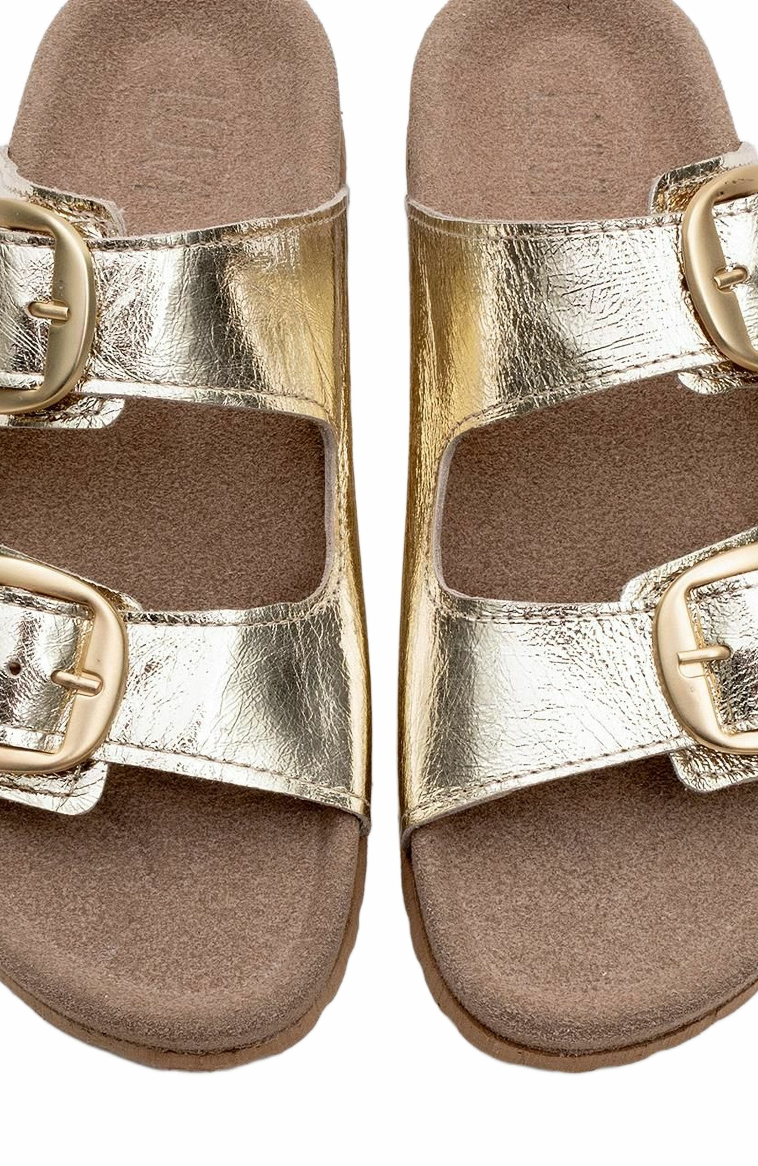 Ovesta Soft Footbed Leather Slide Sandal, Alternate, color, Gold Leather