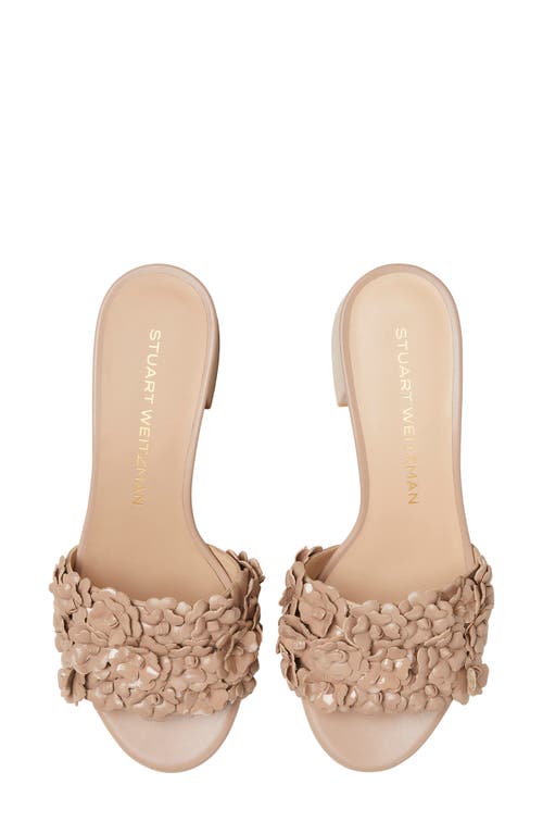 Stuart Weitzman Meadow Flower Leather Slides In Fawn