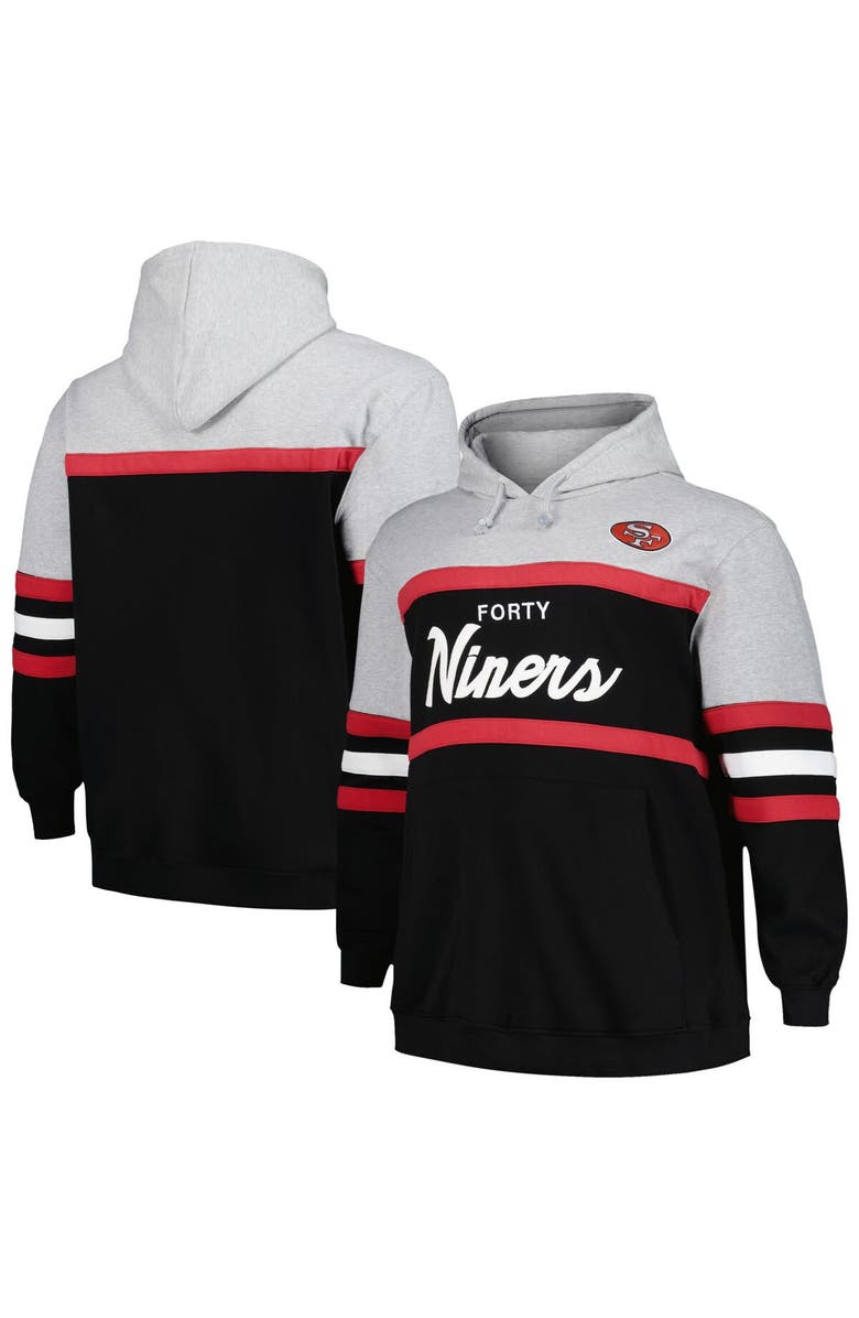 Mitchell & Ness Men's Mitchell & Ness  Heather Gray/Black San Francisco 49ers Big & Tall Head Coach Pullover Hoodie, Main, color, 