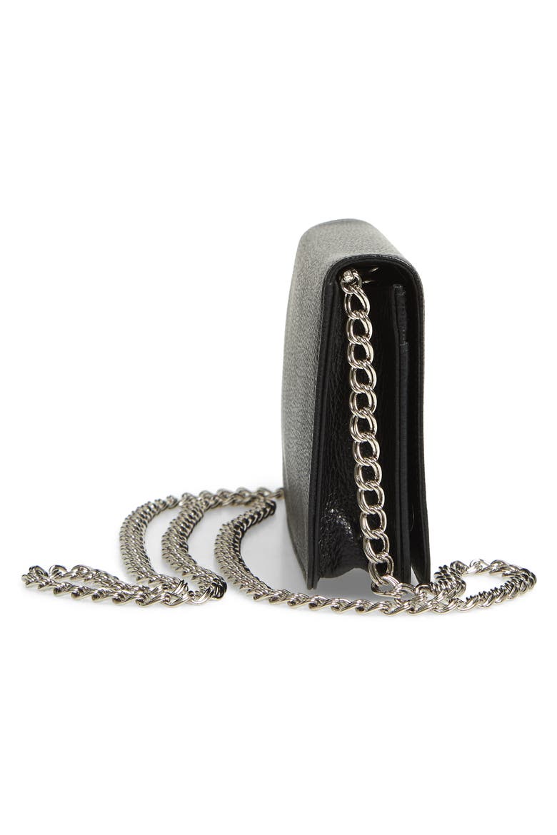 Le Foulonné Leather Wallet on a Chain, Alternate, color, BLACK