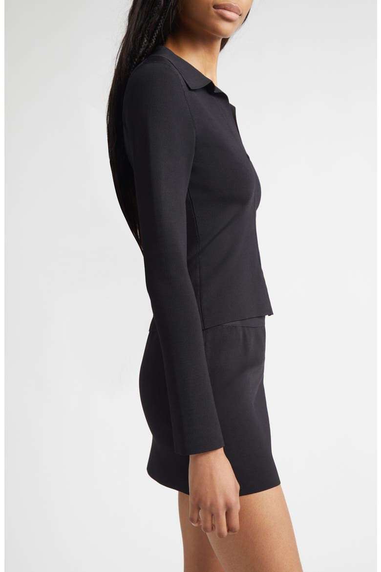 Long Sleeve Fixed Placket Polo Sweater, Alternate, color, BLACK