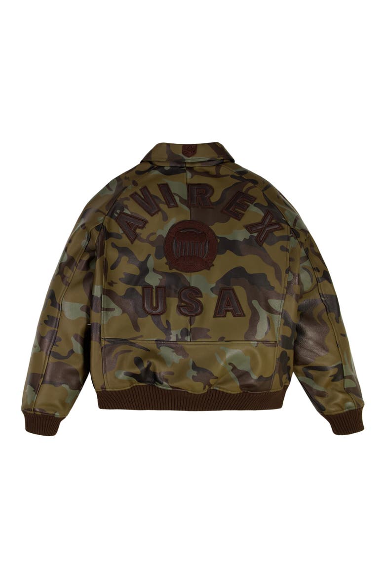 Camo Icon Leather Jacket, Alternate, color, CAMO