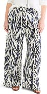 NIC+ZOE Indigo Crosshatch Linen Blend Wide Leg Pants