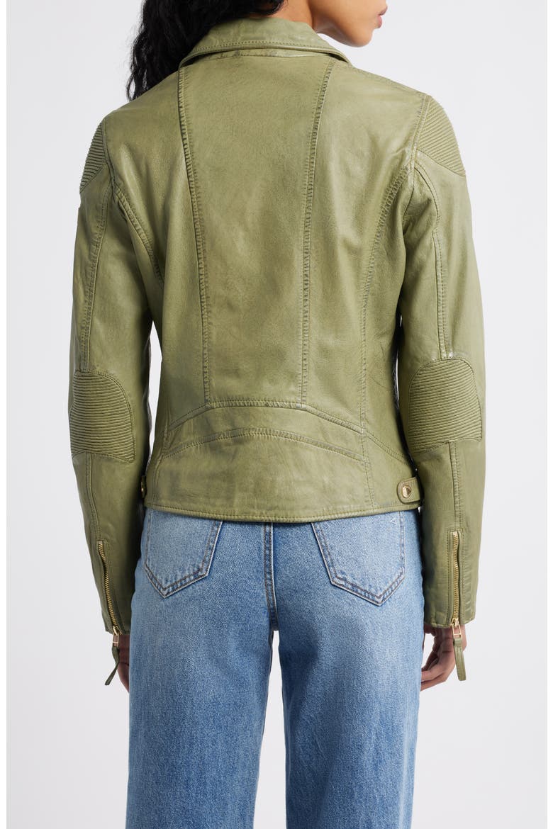 Raizel Leather Moto Jacket, Alternate, color, SAGE