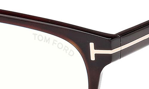 Tom Ford 56mm Pilot Blue Light Blocking Glasses In Havana To Grey/t Logo