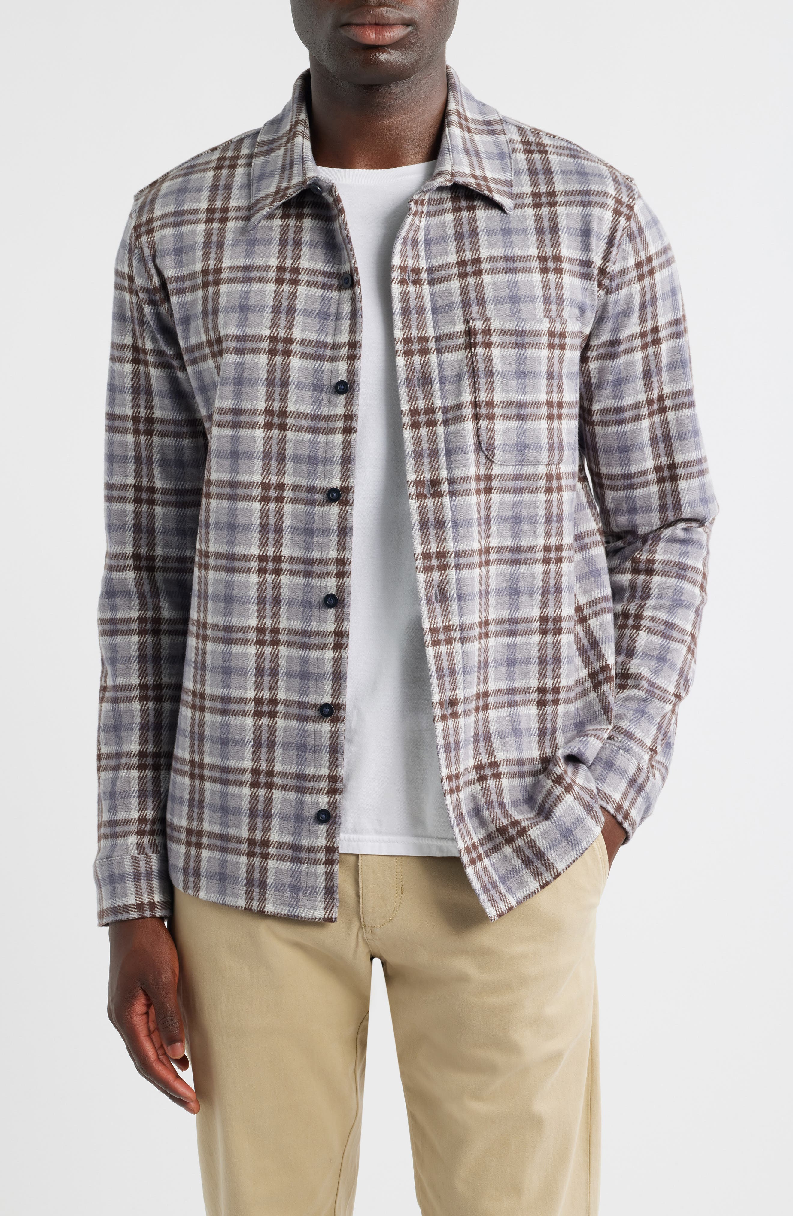 Vince Plaid Knit Shirt Jacket