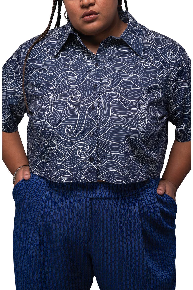 The Essential Cropped Button Up, Alternate, color, WAVES NAVY/WHITE