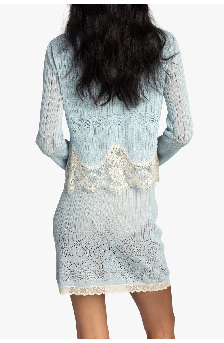 Anna Sui Lingerie Lace Knit Cardigan, Alternate, color, Sky Blue