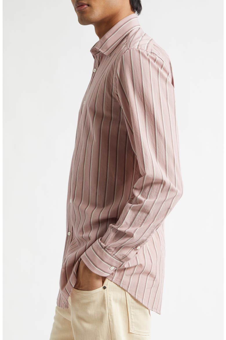 Genova Stripe Cotton Button-Up Shirt, Alternate, color, OLD ROSE