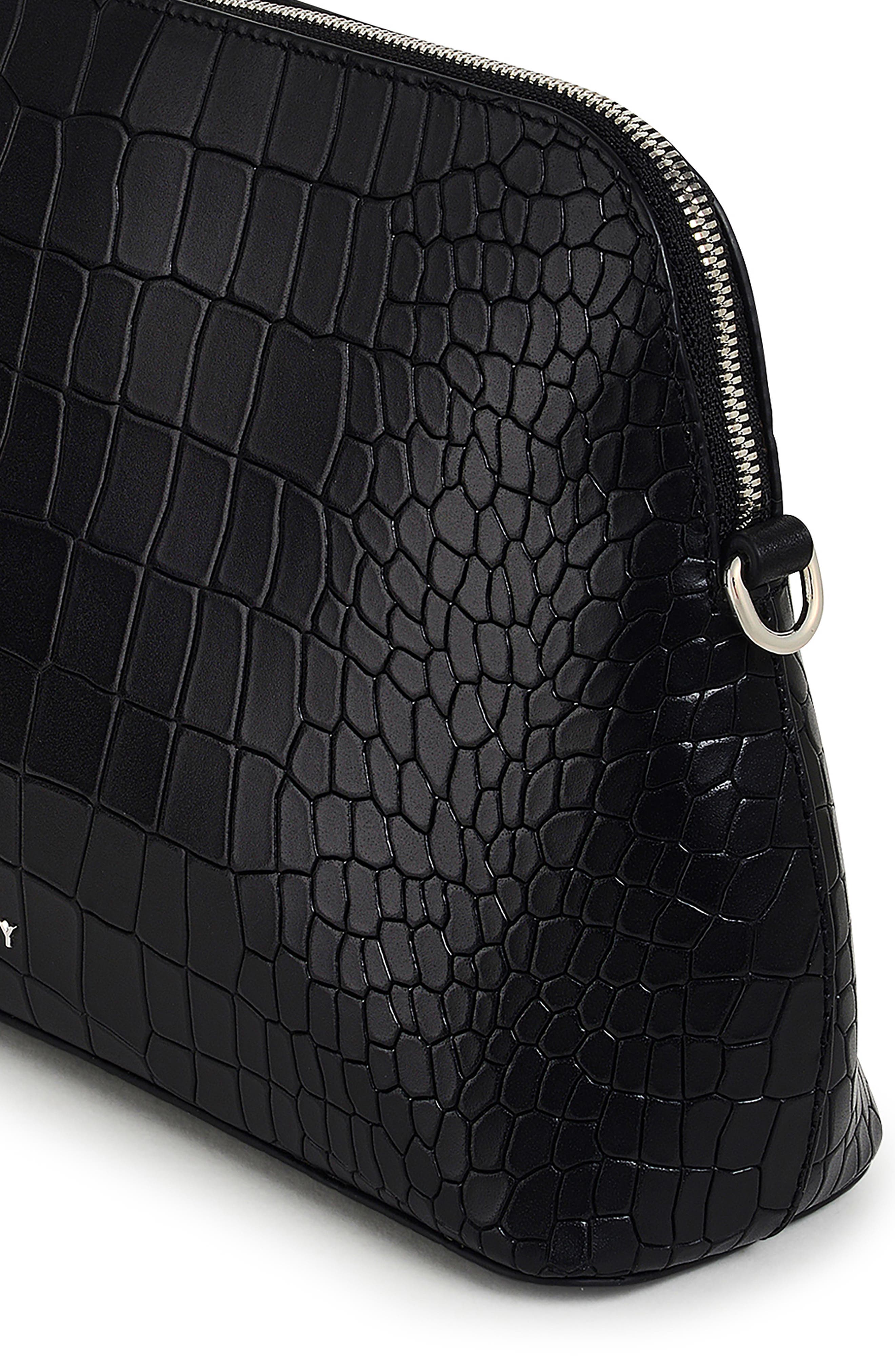 Radley Liverpool Street Croc Embossed Crossbody Bag, Alternate, color, Black