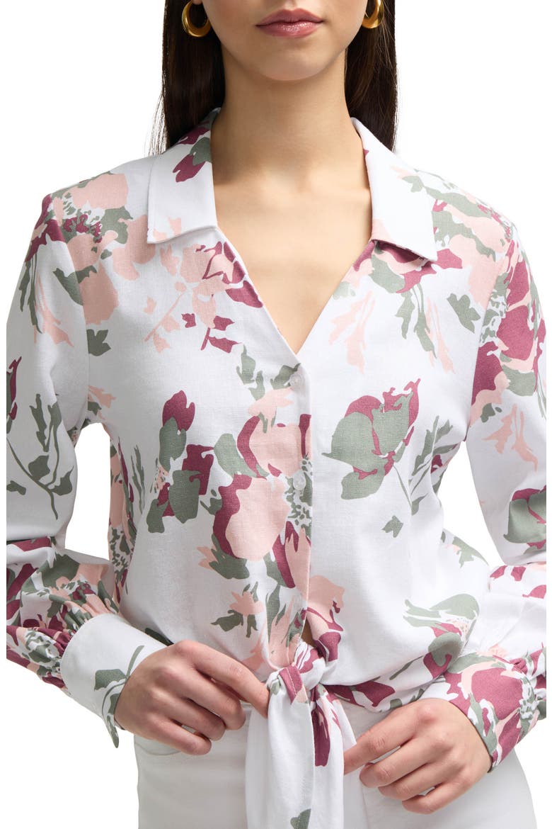 Tie Front Shirt, Alternate, color, PEACH BOUQUET