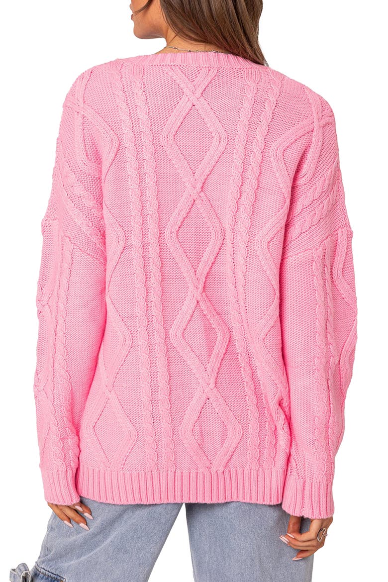 Kennedy Oversize Cable Stitch Sweater, Alternate, color, PINK