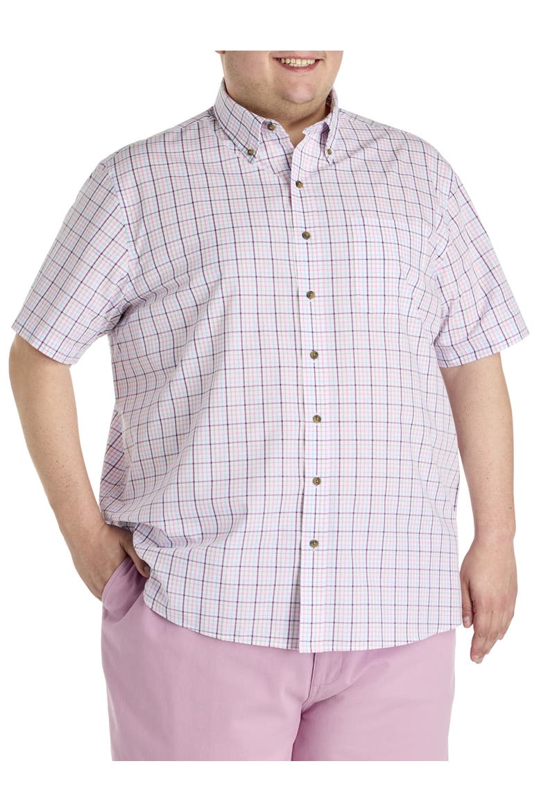 Big & Tall Easy-Care Check Sport Shirt, Main, color, PINK MULTI