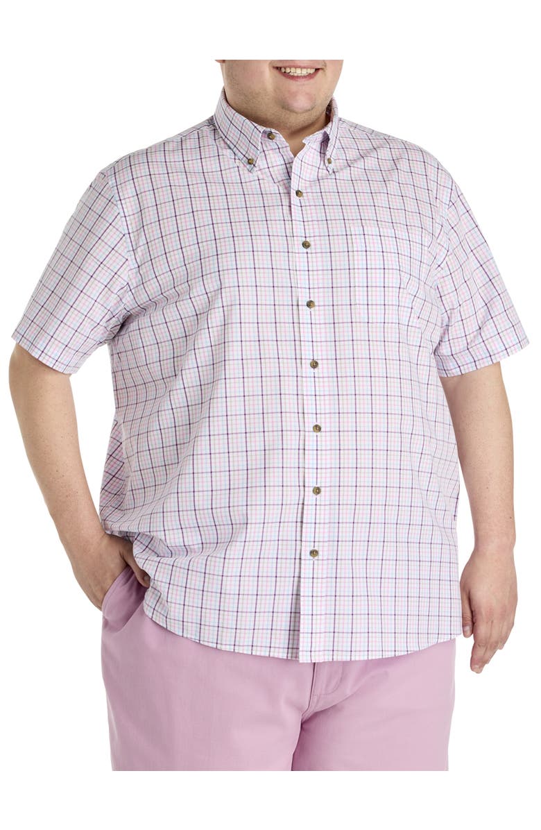 Harbor Bay by DXL Big & Tall Easy-Care Check Sport Shirt, Main, color, Pink Multi