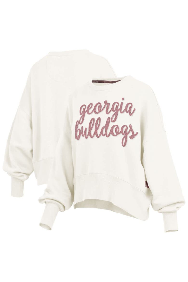 Women's Pressbox Cream Georgia Bulldogs Chelsea Oversized Pullover Sweatshirt, Alternate, color, Cream