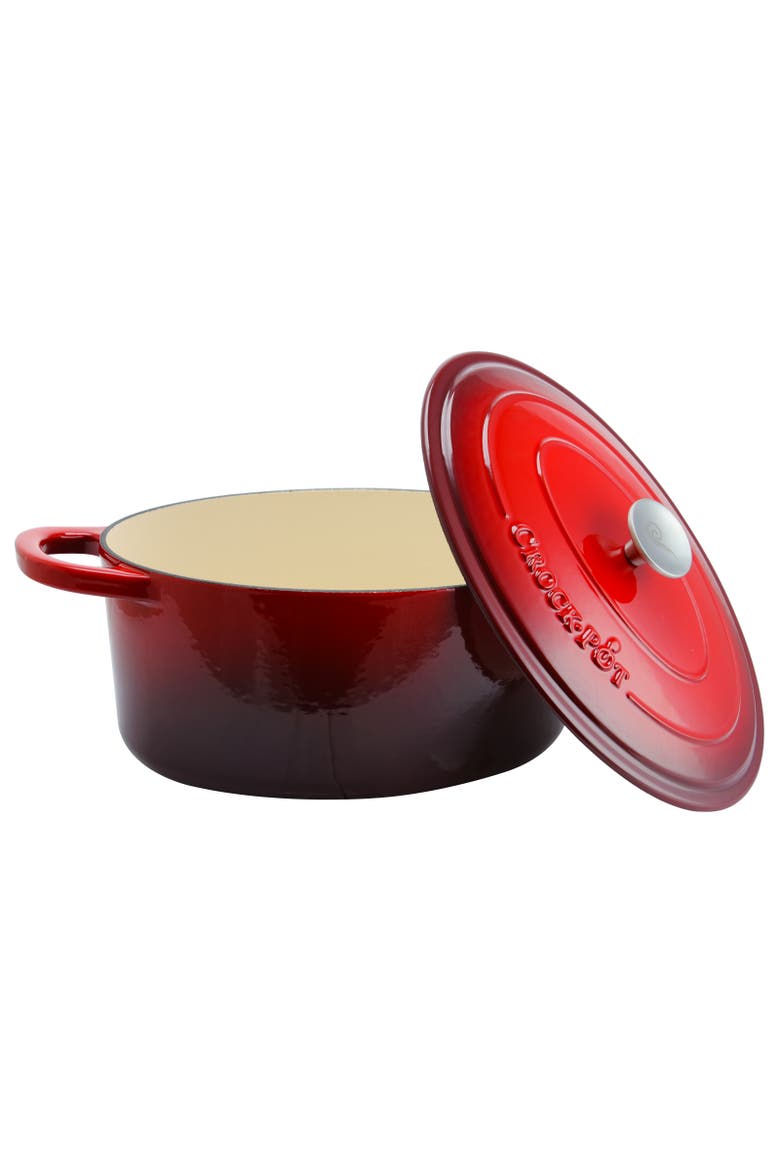 7 Quart Oval Enameled Cast Iron Dutch Oven, Alternate, color, Red