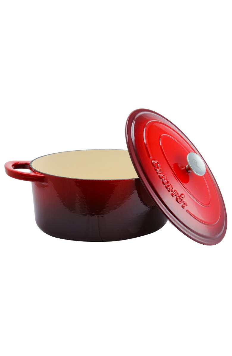 Crock-pot 7 Quart Oval Enameled Cast Iron Dutch Oven, Alternate, color, Red