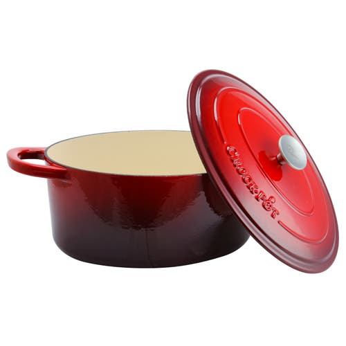 Crock-pot 7 Quart Oval Enameled Cast Iron Dutch Oven In Red