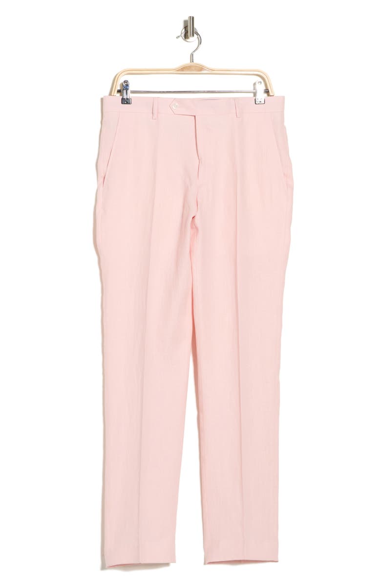 Tommy Hilfiger Flat Front Linen Trousers, Alternate, color, Pink Plain