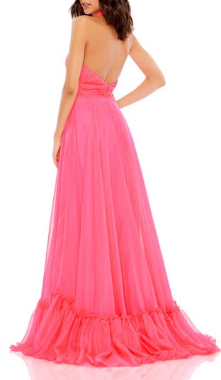 Mac Duggal High Neck Tiered Chiffon Halter Gown | Nordstrom